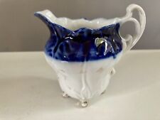 Vintage German footed Jug Cobalt Blue White Porcelain Crown Mark  classic