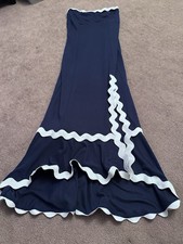 Ladies Navy & White Long Evening Dress Size 10 From Bodyflirt Boutique