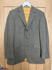 BLADEN SUPASAX Blazer Jacket Mens 40R Green Tweed Herringbone Check 100% Wool