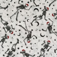 Santa Skeleton Skull Gothic Christmas Fabric Polycotton Fat Quarter Material
