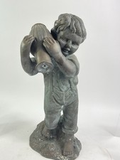 18" tall Bronze Metal Fountain Boy w/ Jug pouring Water Garden Art heavy 14 Lbs.