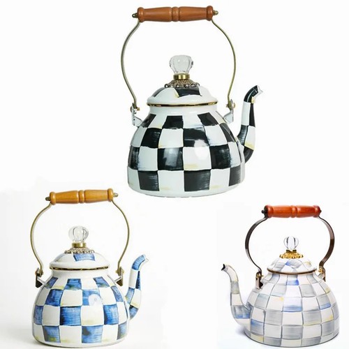 Vintage enamel tea kettle - enamel, 2.5