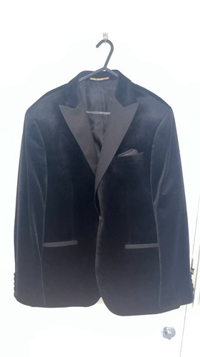 Black velvet blazer - black,