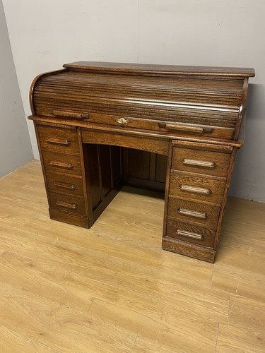 Edwardian solid oak roll top