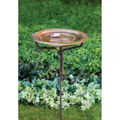 Solid copper bird bath with - solid,