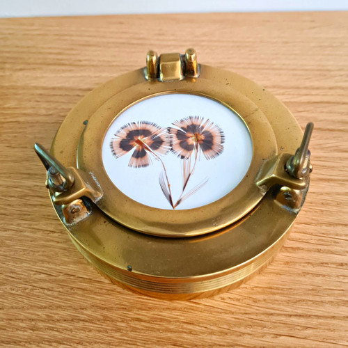 Vintage brass porthole compact - brass,