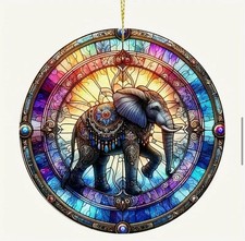 Elephant 🐘 Design Sun Catcher Hanging Tree Plaque Ornament Home Decor Gift 8cm