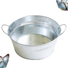  Decorative Flower Bucket Round Metal Planter Gardening Antique Pot