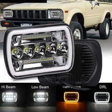 FOR TOYOTA Hilux MR2 7X6 INCH BLACK SEALED Halo BEAM LED HEADLIGHT W/ H4 BULB 