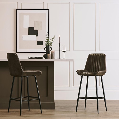 Grey leather bar stool - grey, of