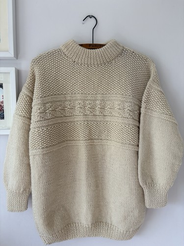 Aran cream hand knitted wool - hand,