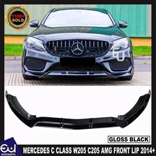 GLOSS BLACK FRONT LIP SPLITTER SPOILER FOR MERCEDES C CLASS W205 C205 AMG 2014+