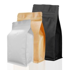 Flat Bottom Coffee Packaging Stand Up Bag With Side Gusset Zipper Heat Sealable