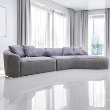 FurnitureDW Deluxe The Pebble Boucle Curvy Curved Large 4 to 5 Seater Sofa Grey