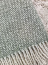 WELSH BLANKET  100% Wool Sofa  Throw Gift Blanket  Ocean Green