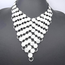 Vintage Silver Tone Disc Bib