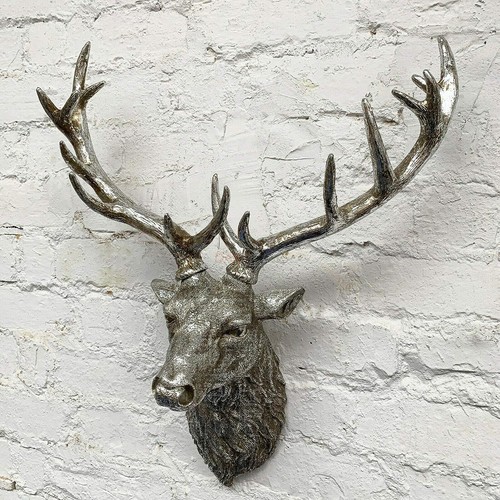 Wall mounted silver stag - wall, head