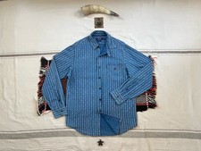 Ralph Lauren Wabash Indigo Work Shirt M Tab Collar RRL Style Vintage Stripe 45"