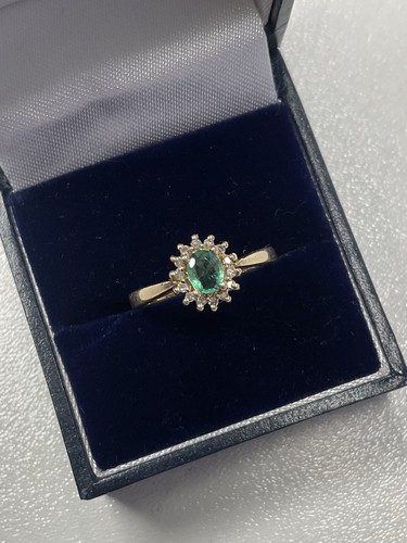 Gold emerald diamond ring - emerald, &