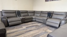 Grey Leather Power Recliner
