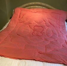 PINK TAFETTA TOP 20TH C FEATHER EIDERDOWN DUVET 55" x 66"