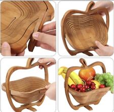 Collapsible Bamboo Wooden Foldable Fruit Apple Basket Bowl