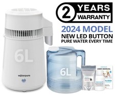 6 Litre White Water Distiller, Stainless Steel, Poly Jug - Water Pure