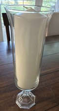 Crystal Vase Candle Holder Pedestal 13” White Pillar Candle Wedding Unity