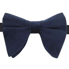 Navy Bow Tie Plain Velvet Mens