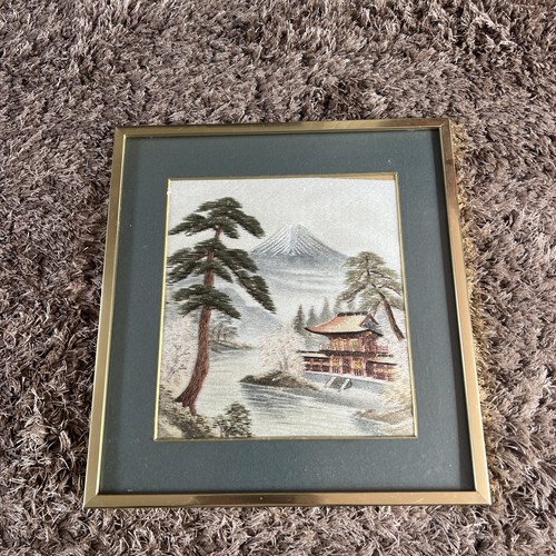 Vintage framed japanese - framed, silk
