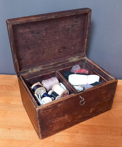 Vintage wooden sewing box - vintage,
