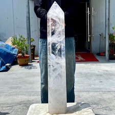 55.7LBnatural white crystal square pointed column quartz crystal spiritual heali