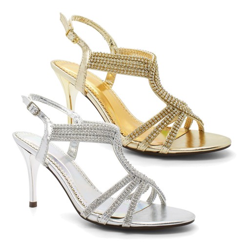 Women diamante bar high heel - high,