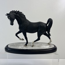 Brooks And Bentley Black Stallion Horse Arabian Knight Porcelain Wooden Base VGC