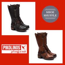 Pikolinos SAN SEBASTIAN W1T-9624 tall boots with laces and Zip calfskin leather