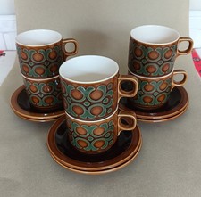 6x Hornsea Bronte Cups and Saucers 1976