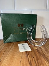 Tyrone Crystal Horseshoe Shaped Paperweight Made In Ireland Boxed with Sticker