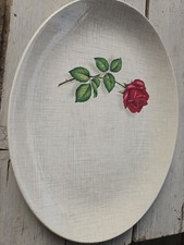 J & G Meakin, SOL, oval serving platter, England, wild flowers decor, 1950s