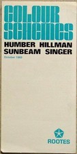 ROOTES HILLMAN Humber SUNBEAM Singer Colour Schemes Leaflet Oct 1969 #9387/H