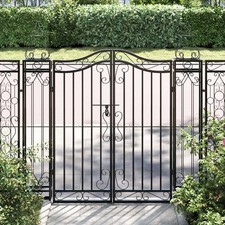 Ornamental Garden Gate Wrought Iron Outdoor Entry Door Arch Climbing vidaXL
