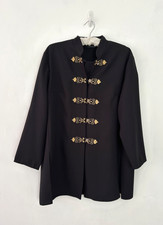Berkertex Jacket Women Black Gold Embroidered Oriental VTG Mandarin Tunic UK 18