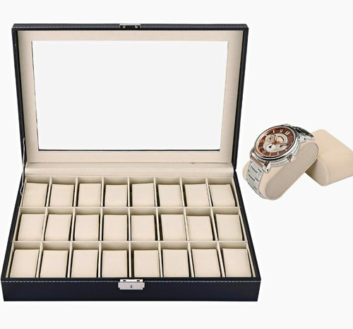 Black faux leather - faux, watch