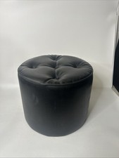 Vintage Swanglen Pouffe Footstool Mid Nineties Black PVC Round Stool Retro Old