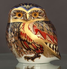 Royal Crown Derby 'Little Owl' Paperweight 1st Quality Gold Stopper (LXI)