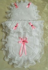 DOLLS PRAM SET BRODERIE ANGLAISE SILVER CROSS RANGER PIONEER BABY ANNABEL MOLLY