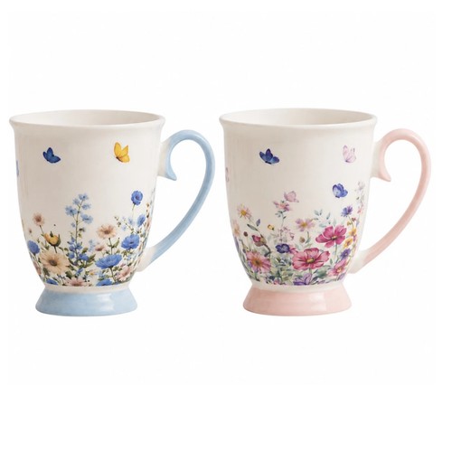 Mug set footed floral - set,