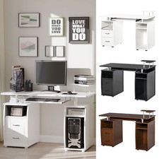 Wooden computer desk - computer,