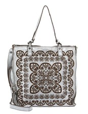 CATERINA LUCCHI Peperomia Shopping Bag Argento + T / Cognac