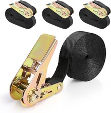Ratchet Tie Down Straps Retractable Durable Polyester 25mm x 6m Load 800kg 4 Pcs