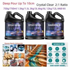 DEEP POUR Up To 10cm Clear Epoxy Resin Kit - 750g/750ml 1.5kg/1.5L 3kg/3L 6kg/6L